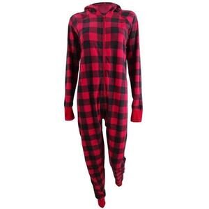 Family Pajamas Womens Buffalo-Check Hooded Pajamas Size S